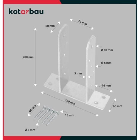 KOTARBAU® Support Poteau a Visser 90 x 90 mm Carré Manchon de Sol