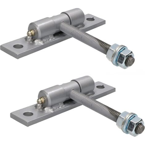 KOTARBAU Lot de 2 anches de portail avec tôle à visser et tétons de lubrification réglables - Diamètre : 12 mm - Construction robuste