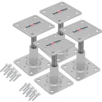 Kotarbau – Lot de 4 supports de poteau 110 x 110 mm – Hauteur réglable 90 à 150 mm – Acier galvanisé – Vissage rapide pour béton