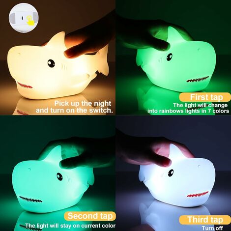 Veilleuse Requin Enfants, 7 Couleurs Changeantes LED Portable