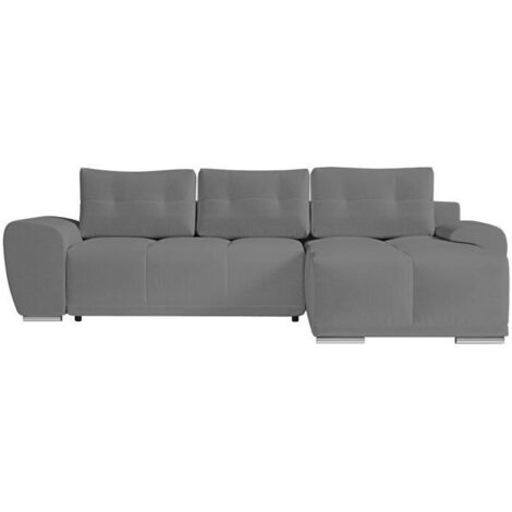 Canapé d'angle convertible CABELLO en tissu gris - LOUNGITUDE - Angle Droit - Occasionnel - 140 x 210 cm (1/5)