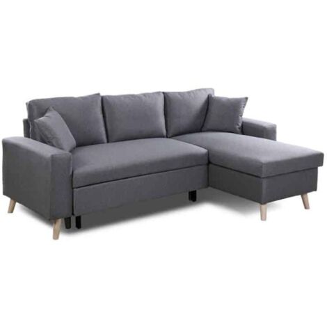 Canapé d'angle MARIA SCANDINAVE Réversible et Convertible - Gris foncé (1/5)