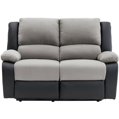 Loungitude – Canapé de relaxation électrique 2 places – Microfibre et simili – Repose-pieds relevable – Inclinaison jusqu'à 170° – Confort optimal