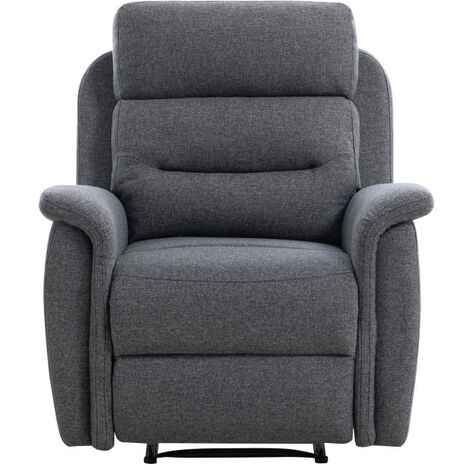 Usinestreet – Fauteuil de relaxation 1 place en tissu gris foncé – Dossier inclinable jusqu'à 170° – Repose-pied relevable – Confort optimal