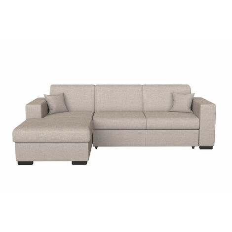 Canapé d'angle FUJI XL convertible avec coffre en tissu - Angle Gauche, Beige (1/5)