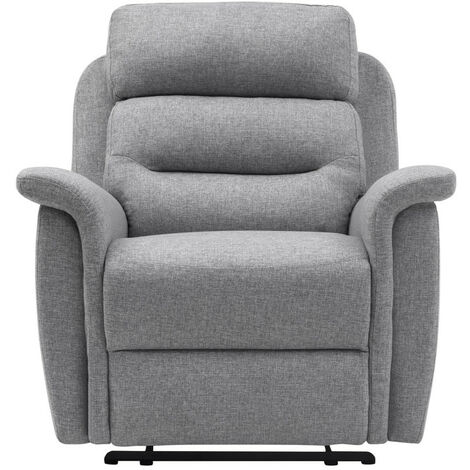 Fauteuil de relaxation 1 place en tissu gris clair – Dossier inclinable jusqu'à 170° – Repose-pieds relevable – Dimensions 87 x 94 x 100 cm – Usinestreet