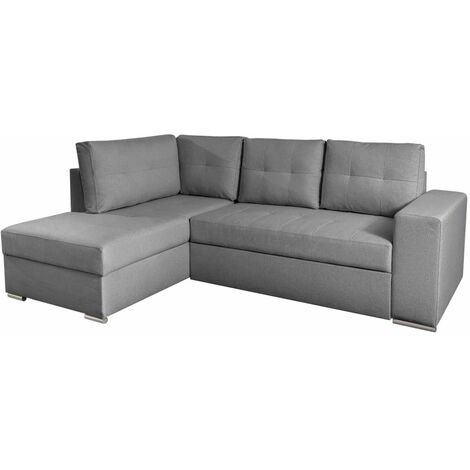 ADEN - Canapé d'angle convertible avec coffre en tissu - Gris - Angle Gauche (1/5)