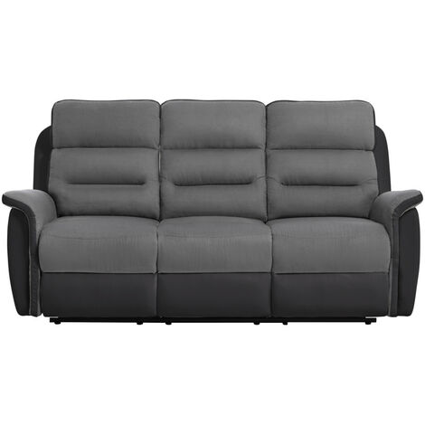 Loungitude – Canapé relax 3 places en microfibre et simili cuir – Dossier inclinable 170° – Revêtement doux et élégant – Dimensions L 192 x P 98 x H 99 cm