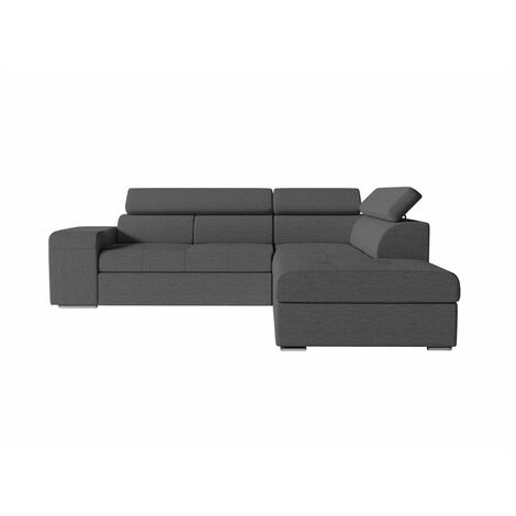 Canapé d'angle SOAN convertible en tissu - Gris foncé - Angle Droit (1/5)
