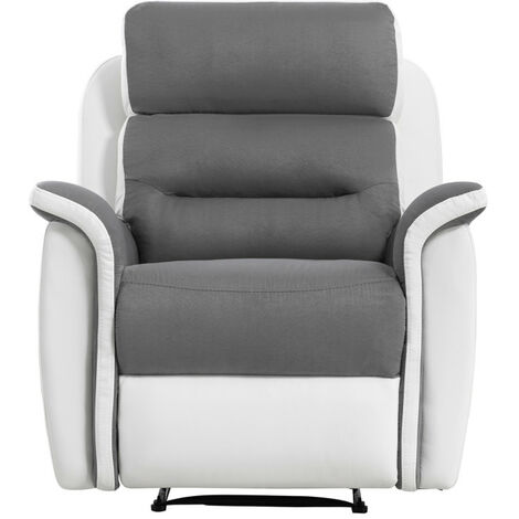 Loungitude – Fauteuil relax 1 place en microfibre et simili – Inclinaison 170° – Repose-pieds relevable – Dimensions 87 x 94 x 100 cm (1/7)