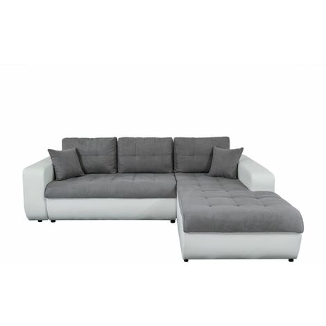 Canapé d'angle convertible 4 places en simili et microfibre – Angle droit – Dimensions 246 x 188 x 80 cm – Couchage 140 x 196 cm – Usinestreet (1/5)