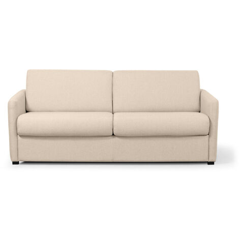 Canapé convertible express 3 places AGATHE en Tissu - matelas 13cm - Beige, Couchage 160x190cm (1/5)