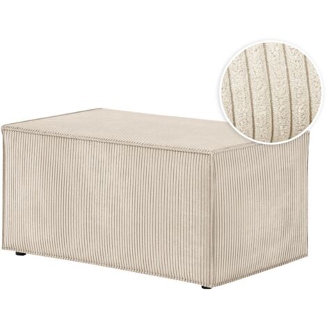 Loungitude – Pouf en velours côtelé beige 90x50x41 cm – Garnissage en mousse moelleux – Fabrication européenne – Confort d'assise supplémentaire