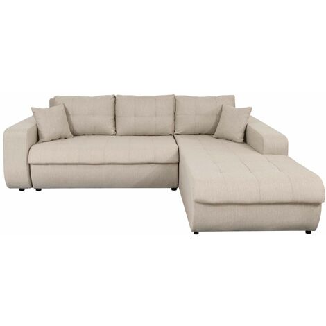 Canapé d'angle convertible 4 places en tissu – Dimensions 246 x 188 x 80 cm – Couchage 140 x 196 cm – Angle droit – Usinestreet (1/10)