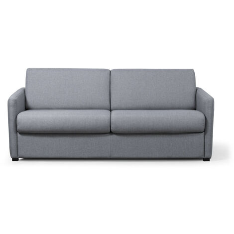 Usinestreet – Canapé convertible 3 places en tissu gris clair – Matelas 13cm – Couchage 160x190cm – Design moderne pour petits espaces (1/5)