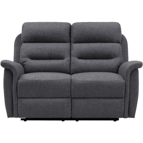 Usinestreet – Canapé relax 2 places en tissu gris foncé – Mécanisme manuel avec repose-pied – Dimensions 140x94x100 cm – Rembourrage en mousse 28 kg/m3
