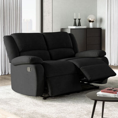 Loungitude – Canapé relax 2 places en microfibre noir – Inclinaison jusqu'à 170° – Mousse haute résilience – Dimensions 143 x 93 x 96 cm