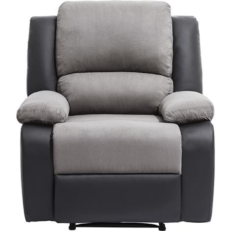RELAXXO - Fauteuil Relaxation 1 place Microfibre et Simili LEO - Gris et Noir (1/5)