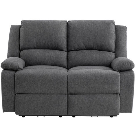 Loungitude – Canapé de relaxation électrique 2 places en tissu LEO – Inclinaison dossier 170° – Repose-pieds indépendant – Dimensions 143x93x96cm (1/5)