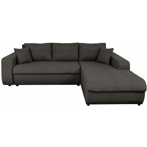 Canapé d'angle convertible 4 places en tissu – Dimensions 246x188 cm – Couchage 140x196 cm – Angle droit – Fabrication européenne – Usinestreet (1/5)