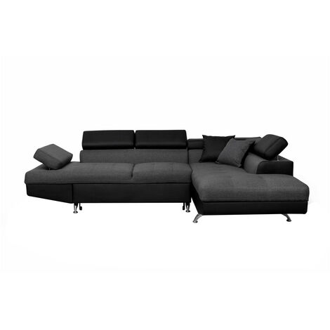 Loungitude – Canapé d'angle convertible 5 places avec coffre de rangement – Accoudoir réglable – Dimensions 271 x 192 x 70/85 cm – Couchage 135 x 195 cm (1/5)