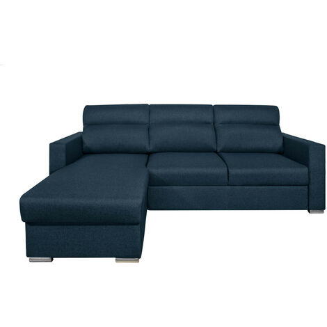 Canapé d'angle KEI réversible convertible en tissu - Bleu pétrole (1/5)