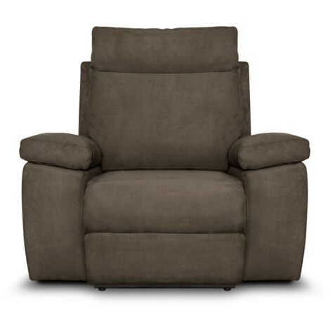 Fauteuil de relaxation manuel HOUDA en tissu - Taupe (1/4)