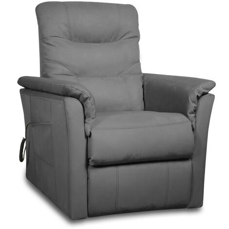 Fauteuil de relaxation ANABEL électrique et releveur en tissu gris (1/5)
