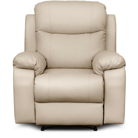 Fauteuil de relaxation manuel BONA en tissu imitation cuir - Beige (1/4)