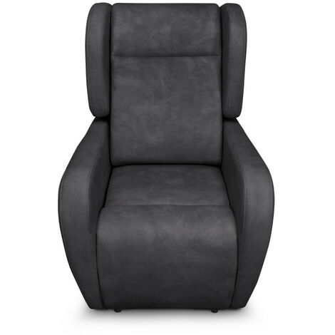Fauteuil de relaxation LISE électrique et releveur en tissu imitation cuir - Gris foncé (1/5)