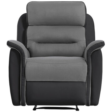 Loungitude – Fauteuil relax 1 place en microfibre et simili – Dossier inclinable jusqu'à 170° – Repose-pieds relevable – Dimensions 87x94x100 cm (1/10)