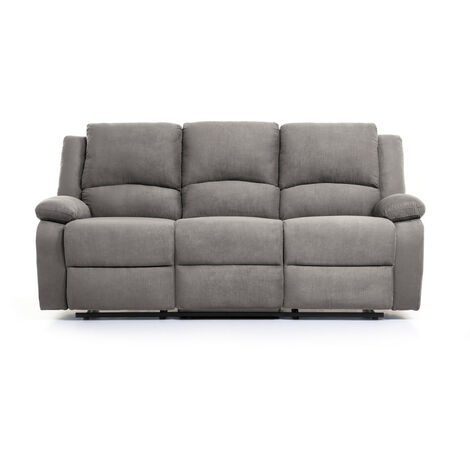 Loungitude – Canapé de relaxation électrique 3 places – Inclinaison jusqu'à 170° – Revêtement microfibre gris – Dimensions 193 x 93 x 96 cm