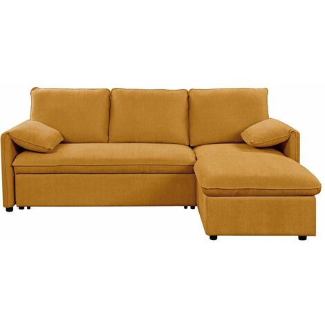 Canapé d'angle réversible MARTIN convertible en tissu - Jaune (1/5)
