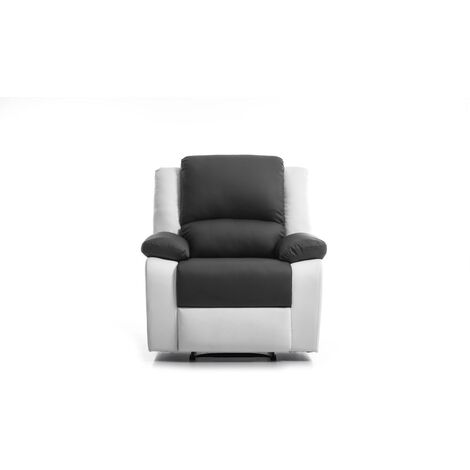 RELAXXO - Fauteuil de relaxation en simili LEO - Blanc/Gris (1/5)