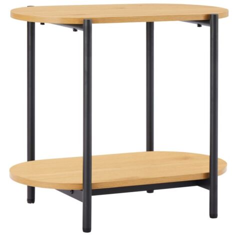 Table d'appoint BRODIE avec finition chêne et pieds métal noirs - 60x34 cm - Bois (1/5)
