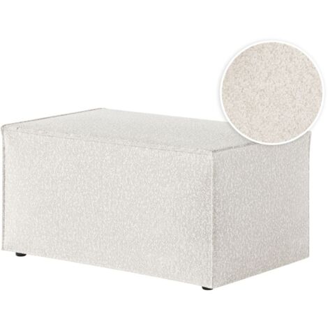 CLARISSE - Pouf en tissu bouclette - Blanc (1/5)