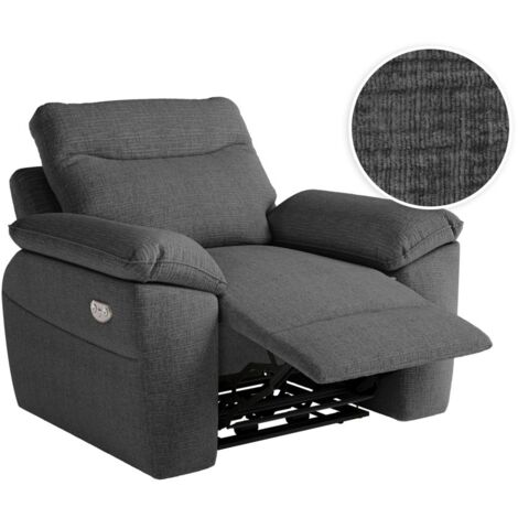 Fauteuil de relaxation électrique ROSS en tissu texturé 3D - Gris foncé (1/5)