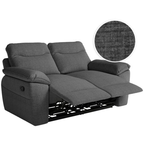 Canapé de relaxation manuel ROSS 2 places en tissu texturé 3D - Gris foncé (1/5)