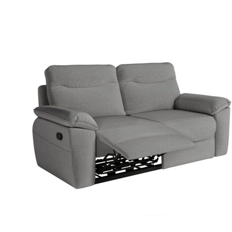 Canapé de relaxation manuel ROSS 3 places en tissu - Gris (1/5)