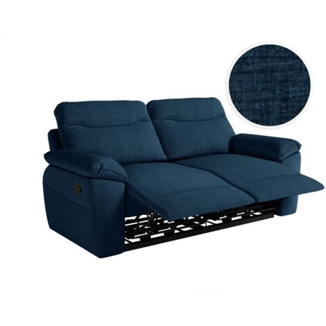 Canapé de relaxation manuel ROSS 3 places en tissu texturé 3D - Bleu foncé