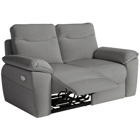 Canapé de relaxation électrique ROSS 2 places en tissu - Gris