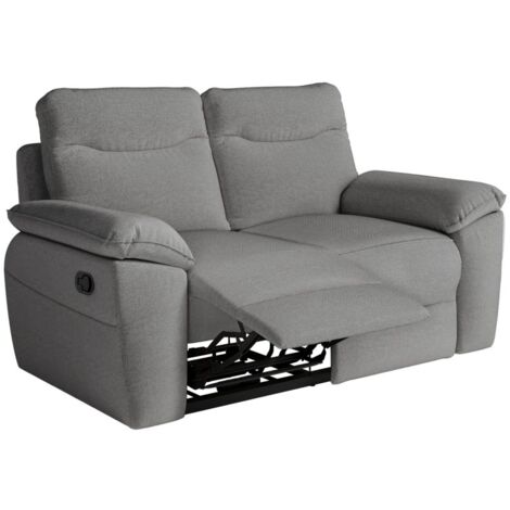 Canapé de relaxation manuel ROSS 2 places en tissu - Gris