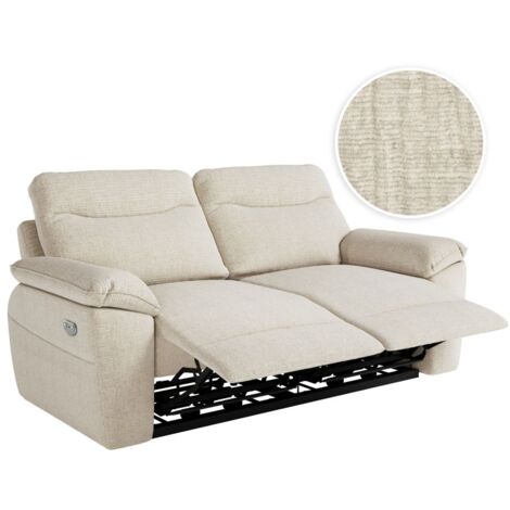 Loungitude – Canapé relax électrique 3 places en tissu texturé 3D – Beige – Prise USB intégrée – Fabrication européenne (1/5)