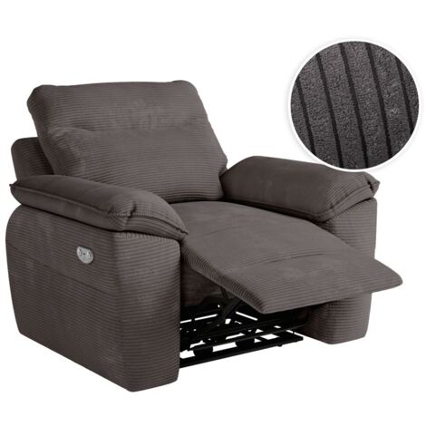 Fauteuil de relaxation électrique ROSS en velours côtelé - Gris