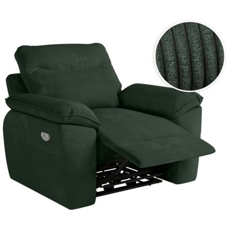 Fauteuil de relaxation électrique ROSS en velours côtelé - Vert foncé