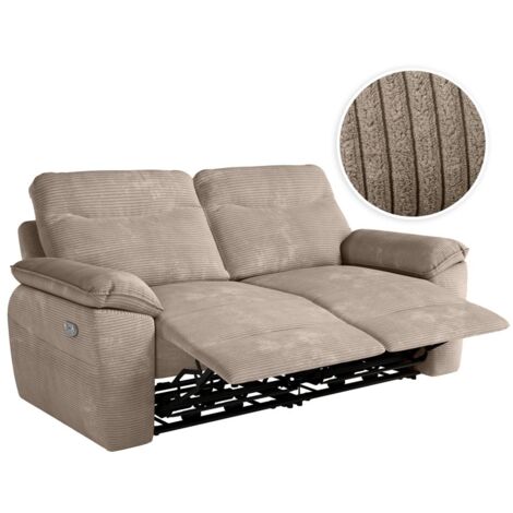 Loungitude – Canapé relax électrique 3 places en velours côtelé – Commande électrique – Prise USB intégrée – Fabrication européenne (1/5)