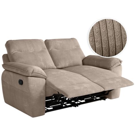 Loungitude – Canapé de relaxation manuel 2 places en velours côtelé – Longueur 260 cm – Profondeur 100 cm – Hauteur 102 cm – Fabrication européenne (1/5)