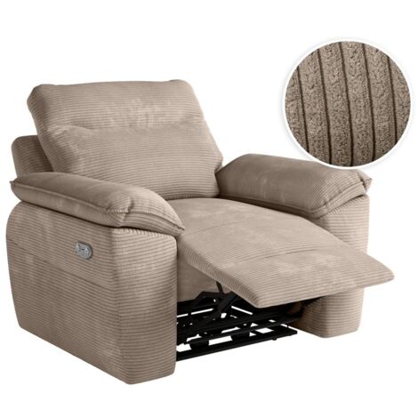 Fauteuil de relaxation électrique ROSS en velours côtelé - Taupe (1/5)