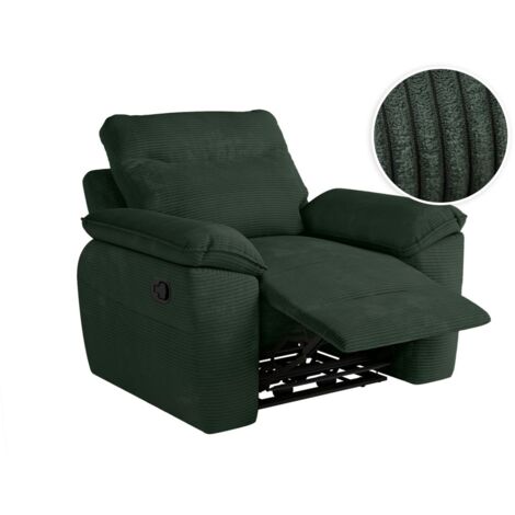 Fauteuil de relaxation manuel ROSS en velours côtelé - Vert foncé (1/5)