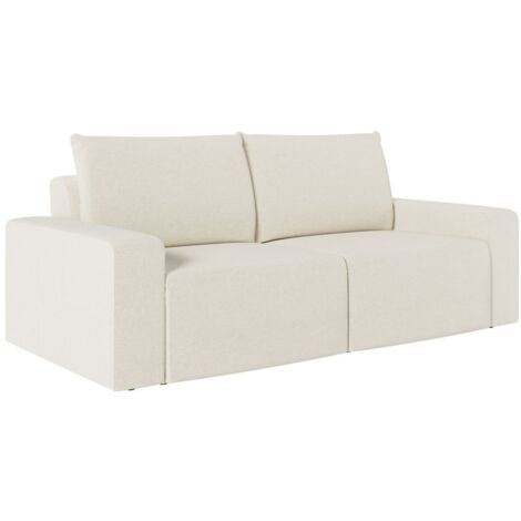 Canapé droit fixe 2 places ROMANE en tissu Easy Clean antitache - Beige (1/5)
